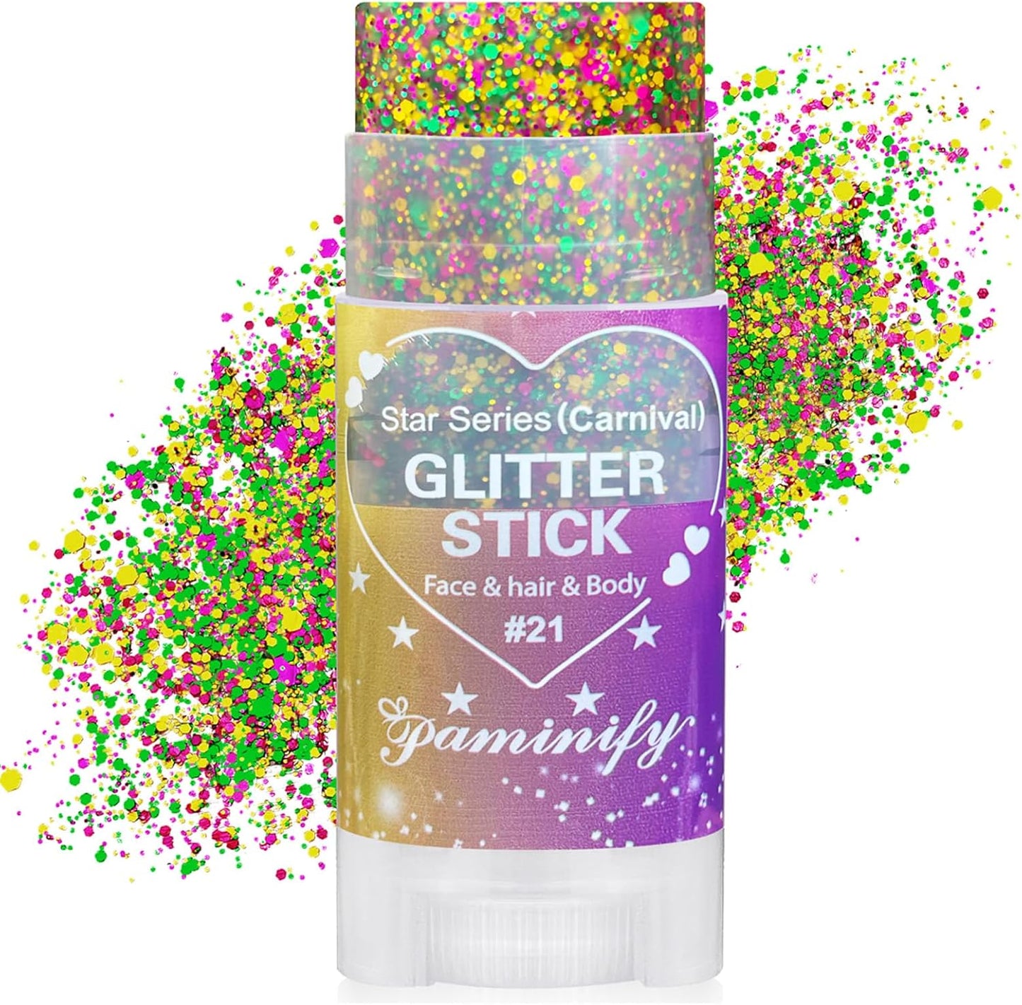 Mardi Gras Gold Hair Glitter Stick,Purple Green Face Body Glitter Makeup,Carnival Costume Waterproof Outfits for Women & Kids,Mardi Gras Accessories Singer Concerts Chunky Glitter