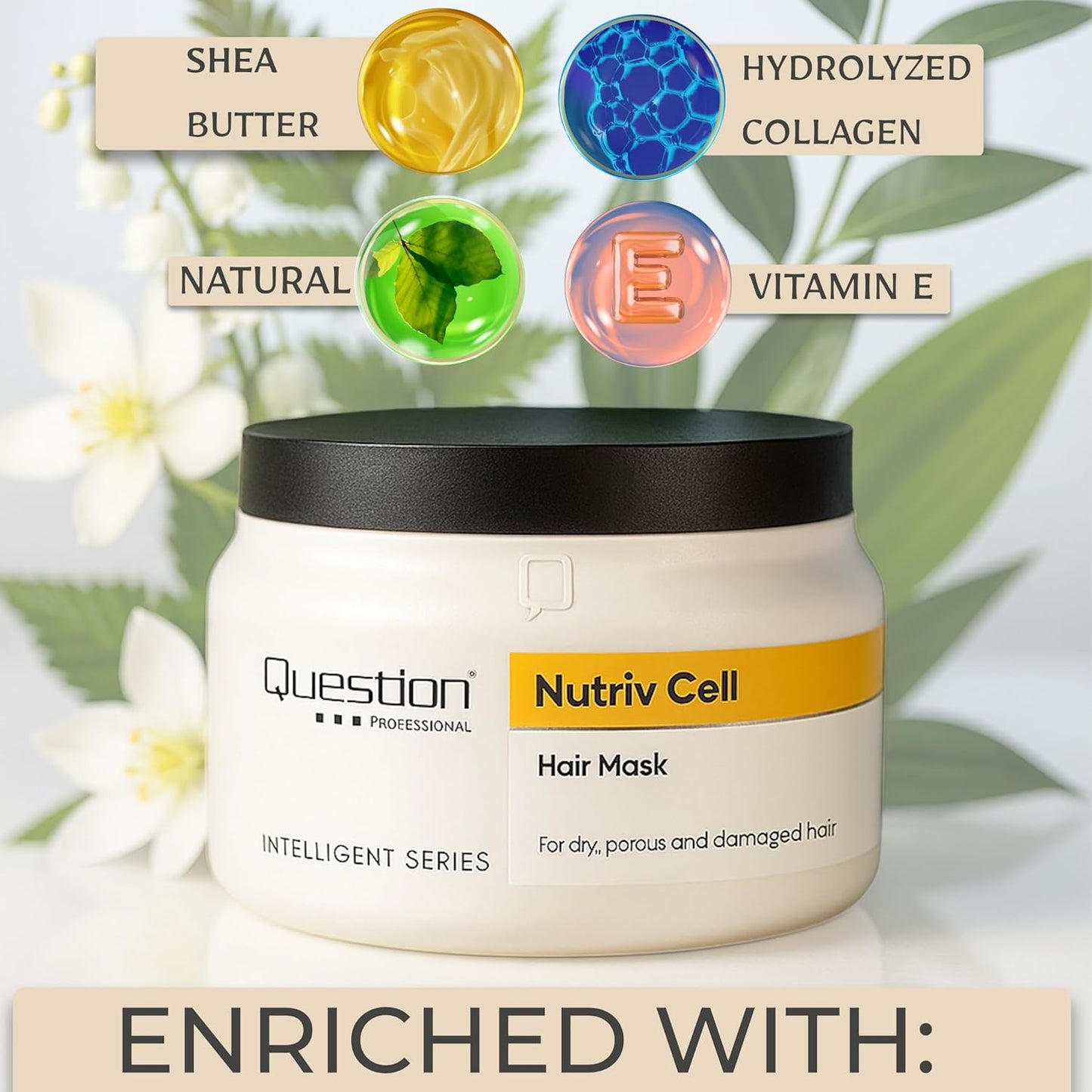 Deep Repair Hair Mask for Dry & Damaged Hair – Shea Butter & Plant-Based Stem Cells – Hydrating & Restorative Treatment – Sulfate-Free, Frizz Control – 11.16 fl oz