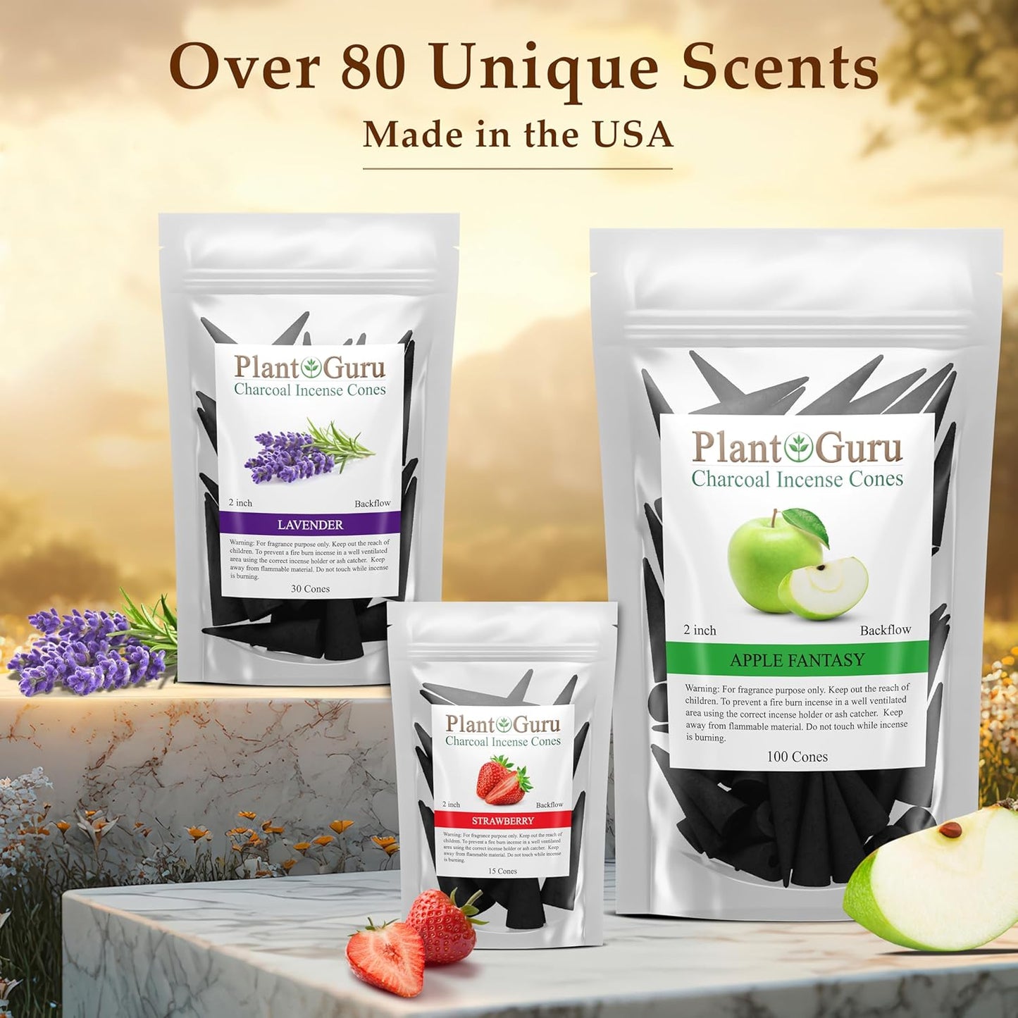 Sandalwood Charcoal Incense Cones 2" TOPLOW - 60 Pack Bulk - Natural Scented Cones Handmade Hand Dipped