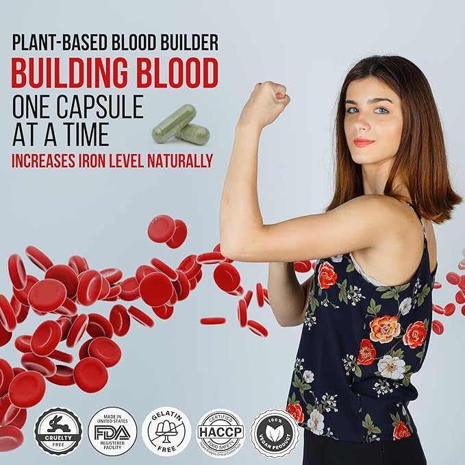 Plant Based Blood Builder Capsules Iron 1000mg - 60 Capsule