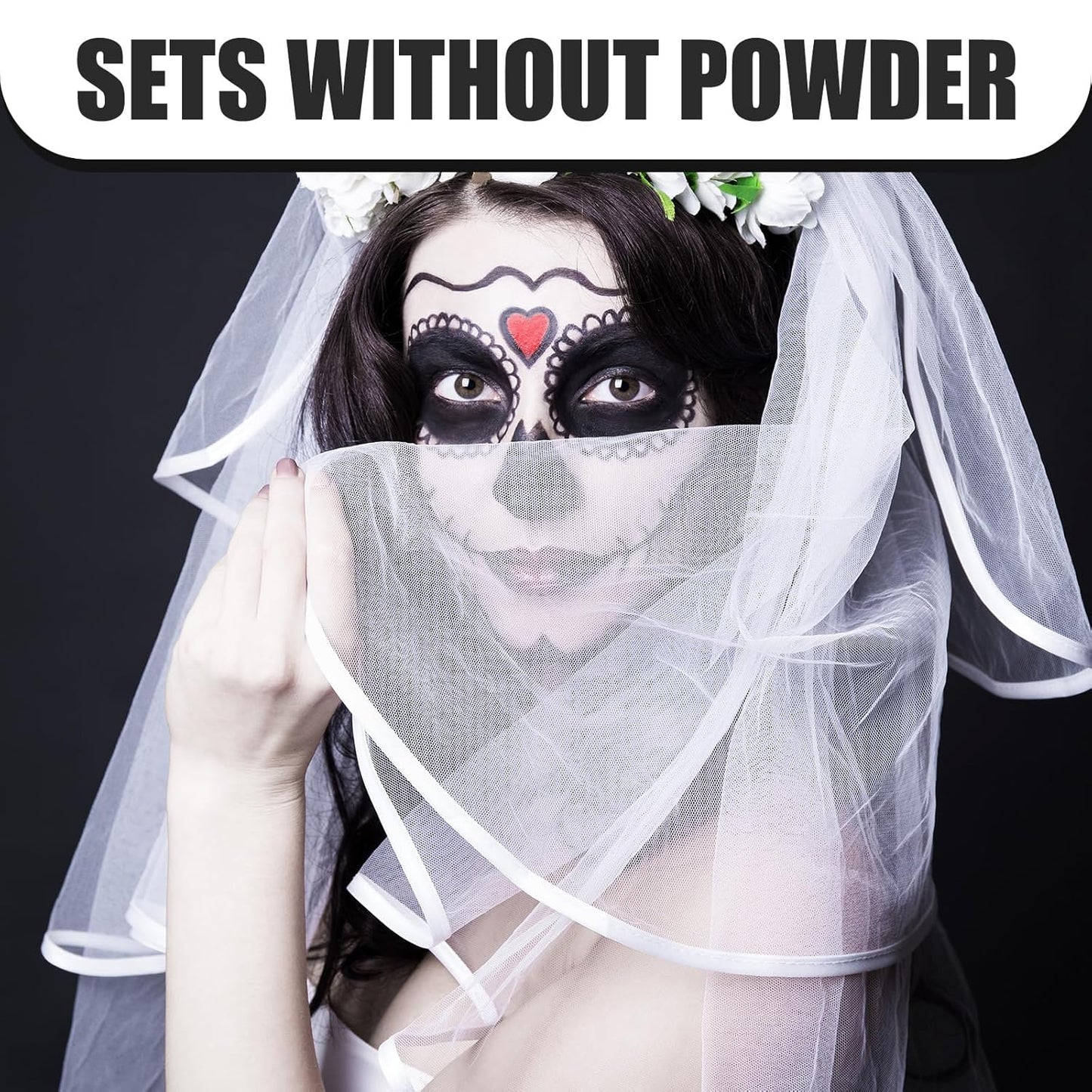 BOBISUKA Black and White Face Body Paint Kit, Water Based Face Painting for Halloween Clown Skeleton Joker Zombie Mime Sugar Skull Makeup for Women Adults, Non-Toxic Washable