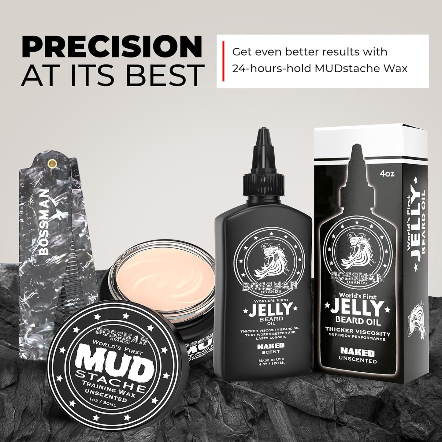 Bossman Acetate Folding Comb for Men – 3.5-Inch Travel Mustache & Beard Comb, Portable Pocket Hair Tool