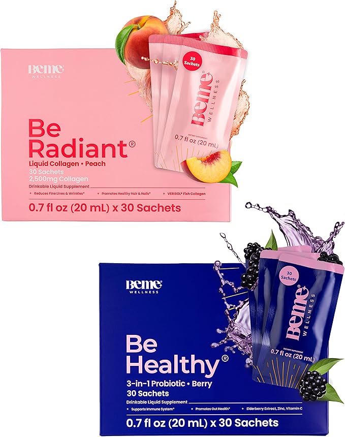 BeMe BeRadiant & BeHealthy Bundle - Liquid Collagen & Liquid Probiotic Supplements
