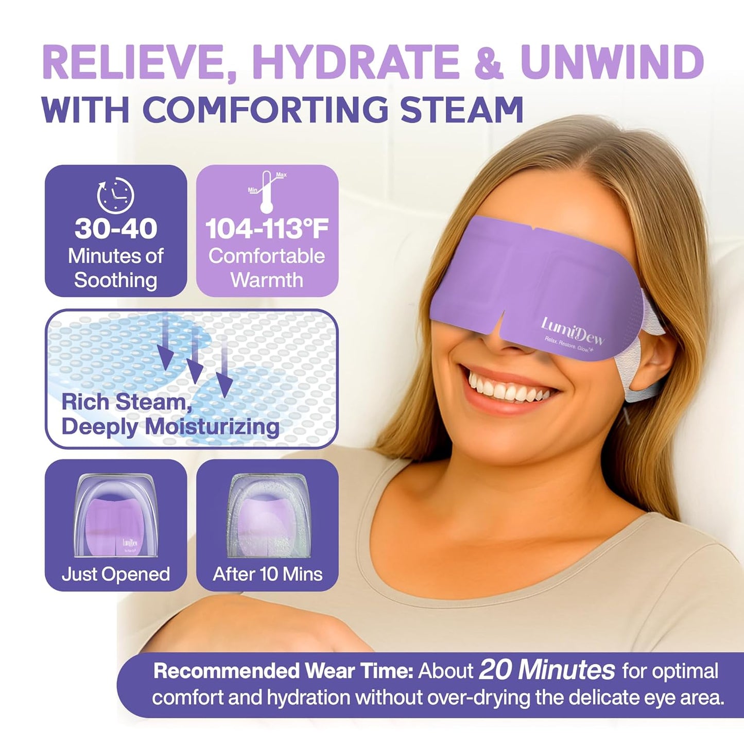 Steam Eye Mask, Self Heating Heated Eye Mask for Sleep, Warm Compress for Eyes, Moist Heat for Dry Eye Relief, Stye Eye Treatment, Spa, Travel Essentials & Relaxation Gifts, Unscented 16 Pack