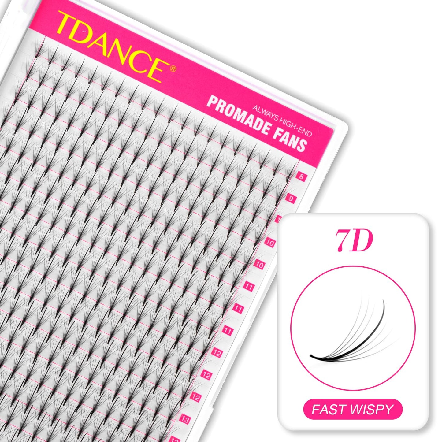 TDANCE Premade Fans Eyelash Extensions 320 Fans Pre Made Fans Lash Extensions Middle Stem Heat Bonded Premade Lash Fans Volume Lash Extensions(320-WISPY-7D-0.07-C-8-15mm)