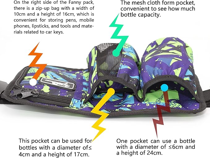 Massage Bottle Bag Massage Therapist Holster Massage Lotion Holster Massage Oil Holster（3 bottle,Flower color）