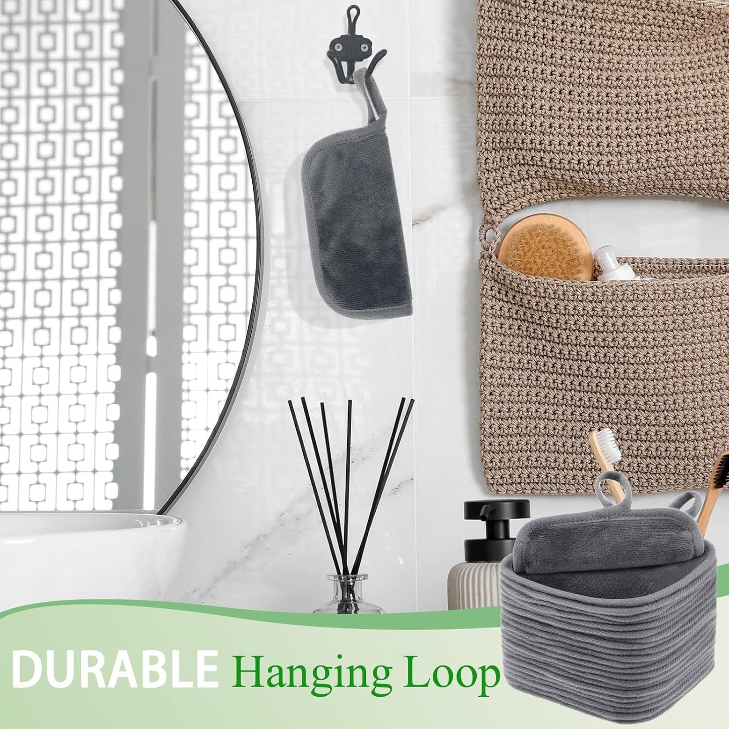 32 Pcs Makeup Remover Pads 5 x 5 Inch Soft Reusable Cloths for Eye Face Cloth Microfiber Washable Makeup Remover Towel Removal Cleaning Cloth for Women(Gray)