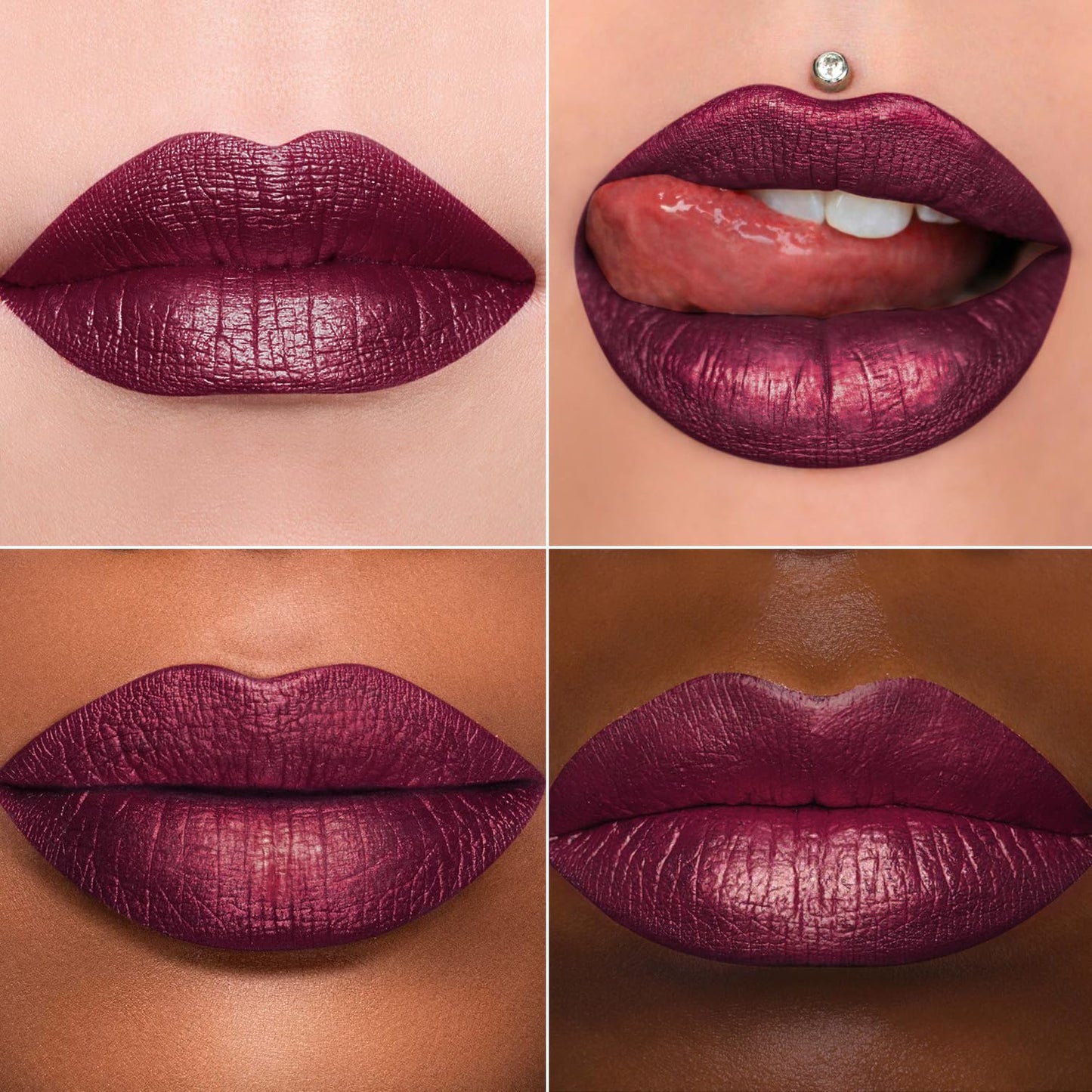 MAKI YIKA Dark Purple Lipstick for Women Metallic Lipsticks Glitter Long Lasting Lipstick No Smudge No Transfer Liquid Lip Gloss (BR16 Last Kiss)