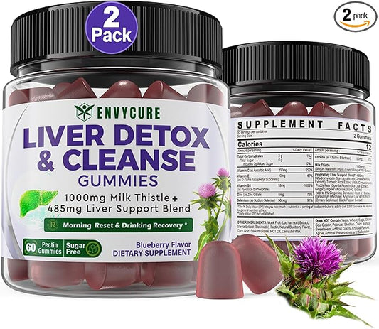 Liver Cleanse Detox & Repair Gummies, 1000mg (80% (80% Silymarin), 120Cts