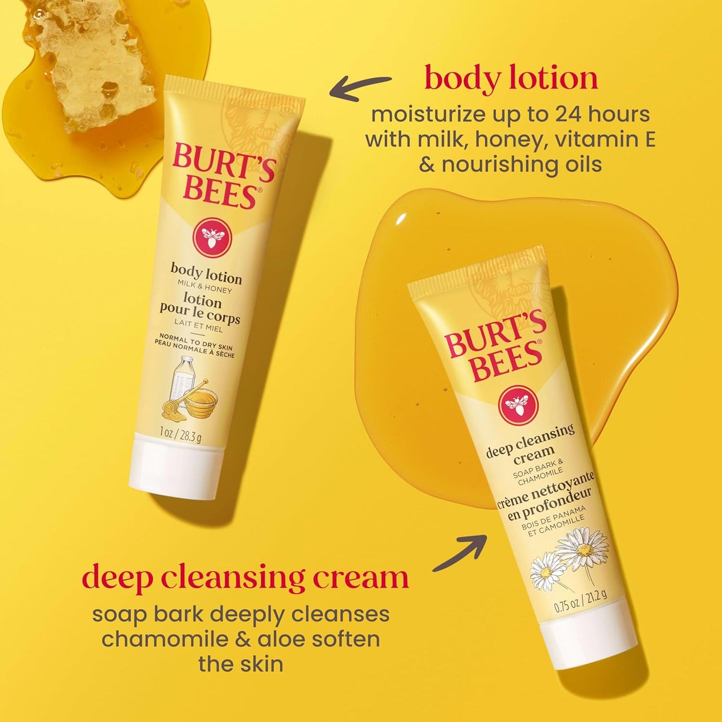Burt's Bees Christmas Gifts - Essentials Everyday Set, 5 Travel Size Products for Stocking Stuffers - Deep Cleansing Cream, Hand Salve, Body Lotion, Foot Cream and Original Lip Balm