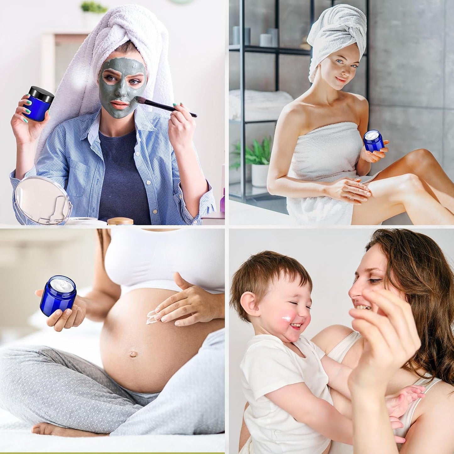 Norme 96 Pcs 4 oz Glass Jars with Lids Leakproof Round Airtight Empty Cosmetic Jars with Inner Liners Lid for Storing Lotions Powder Ointments Candle Making Tins (Black,Blue)