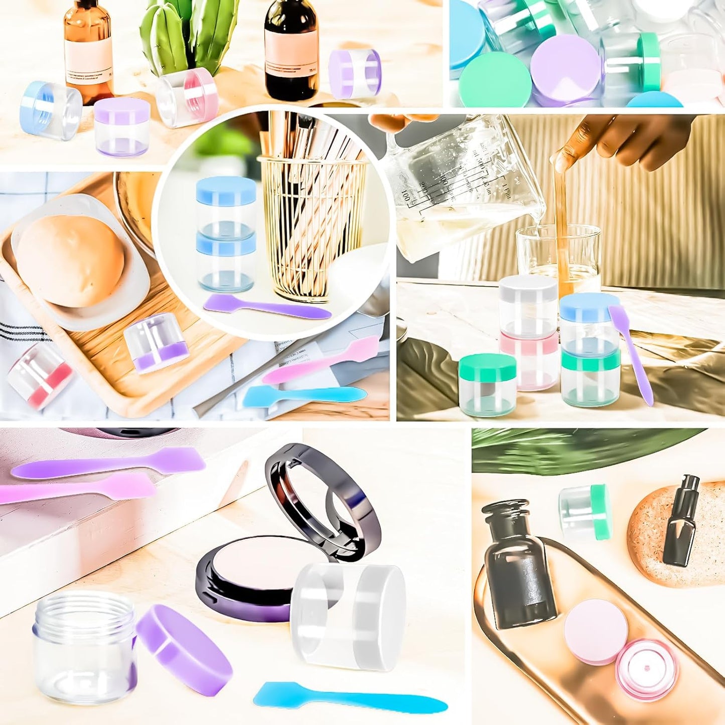 MotBach 35 Pack 20g Plastic Jars Containers, 20ml Travel Size Container Jars with Lids, 0.7oz Round Clear Cosmetic Container Jar for Travel Cream Makeup Cosmetic Sample Lip Balm Salve Beauty Lotion