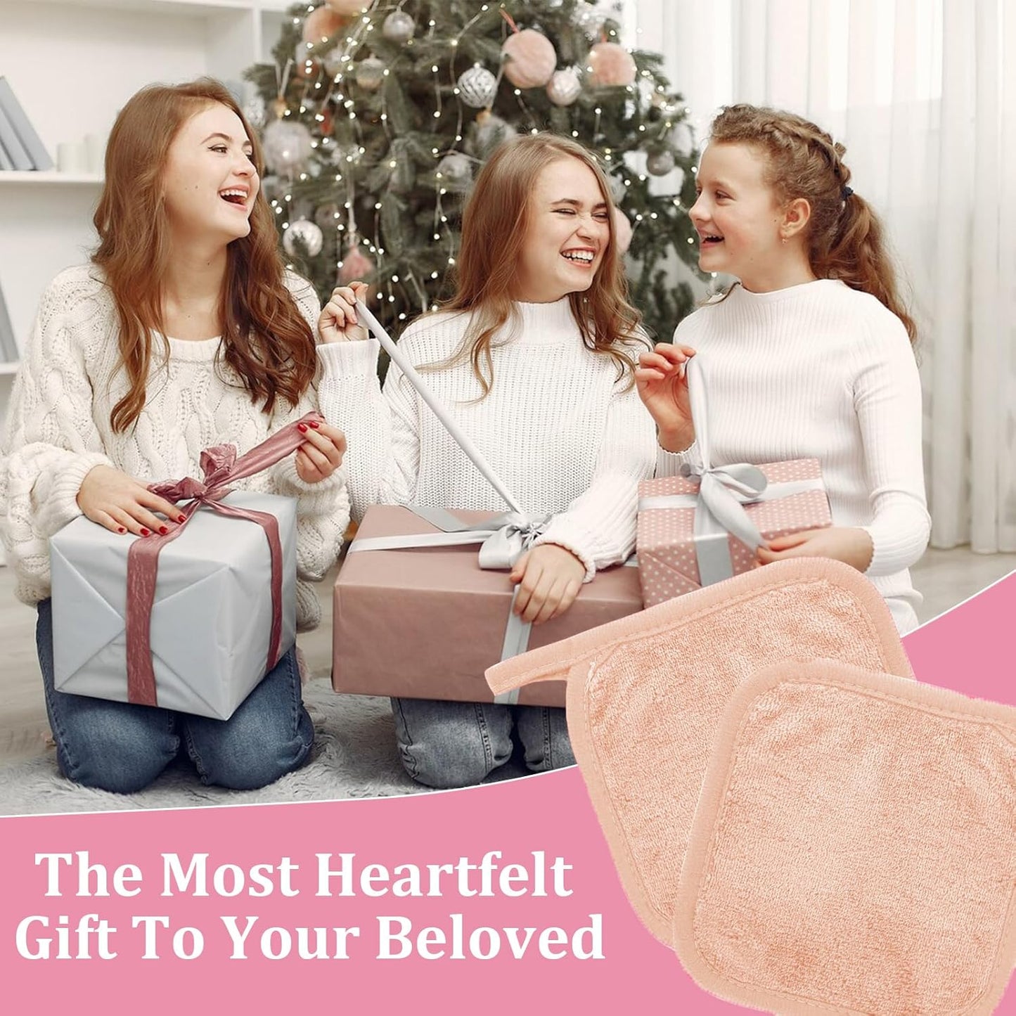 Makeup Remover Cloth 12 Pack, Ultra Soft and Reusable Microfiber Makeup Remover Towels for All Skin Types, Perfect Face Towels for Women, 6 Inch X 6 Inch, Pink