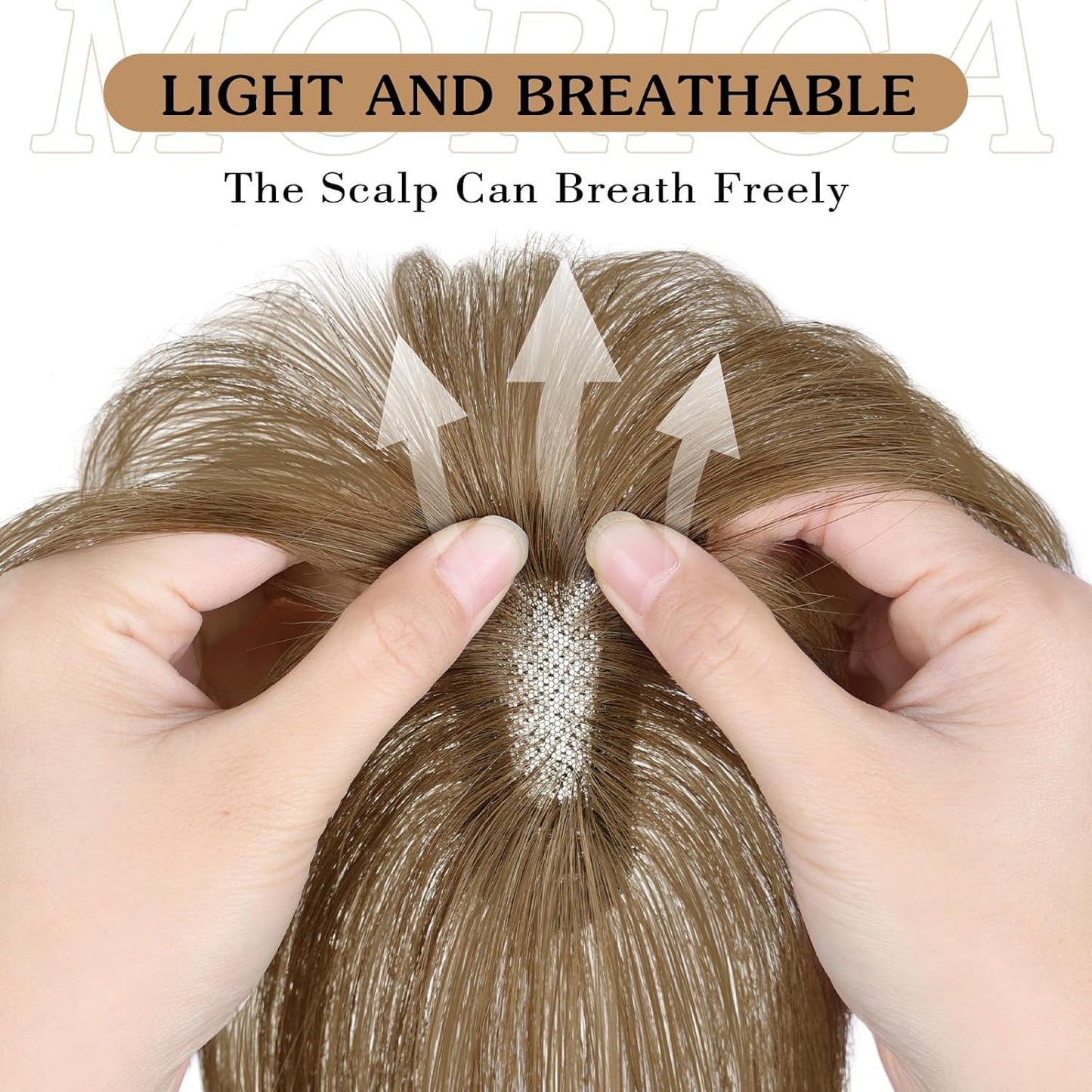 MORICA Bangs Hair Clip, 360° 3D Cover Clip in Bangs 100% Real Human Hair Toppers with Bangs，Hair pieces for Women Fake Bangs for Daily Wear (Light Brown, 5×7 3D Bangs)