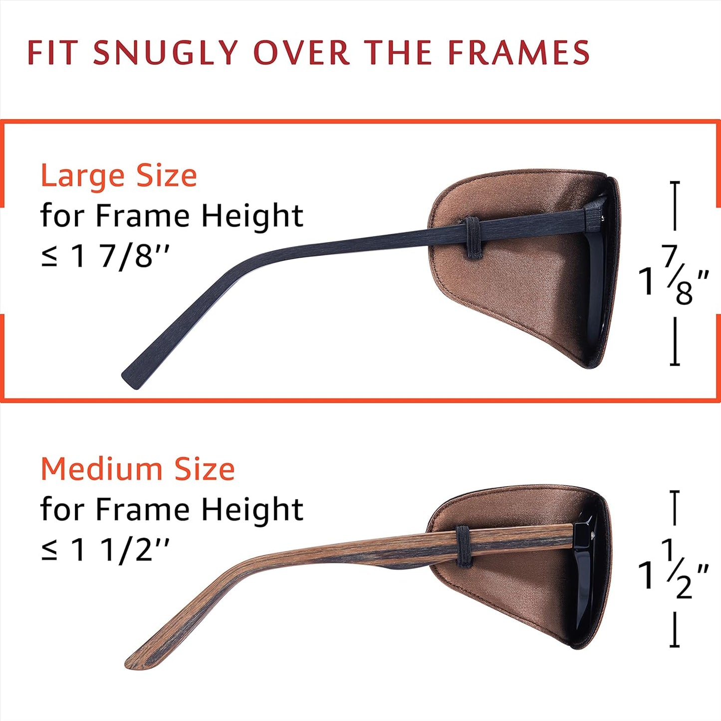 Astropic 2Pcs Large Silk Eye Patches for Adults Kids Glasses to Cover Either Eye (Large, Brown)