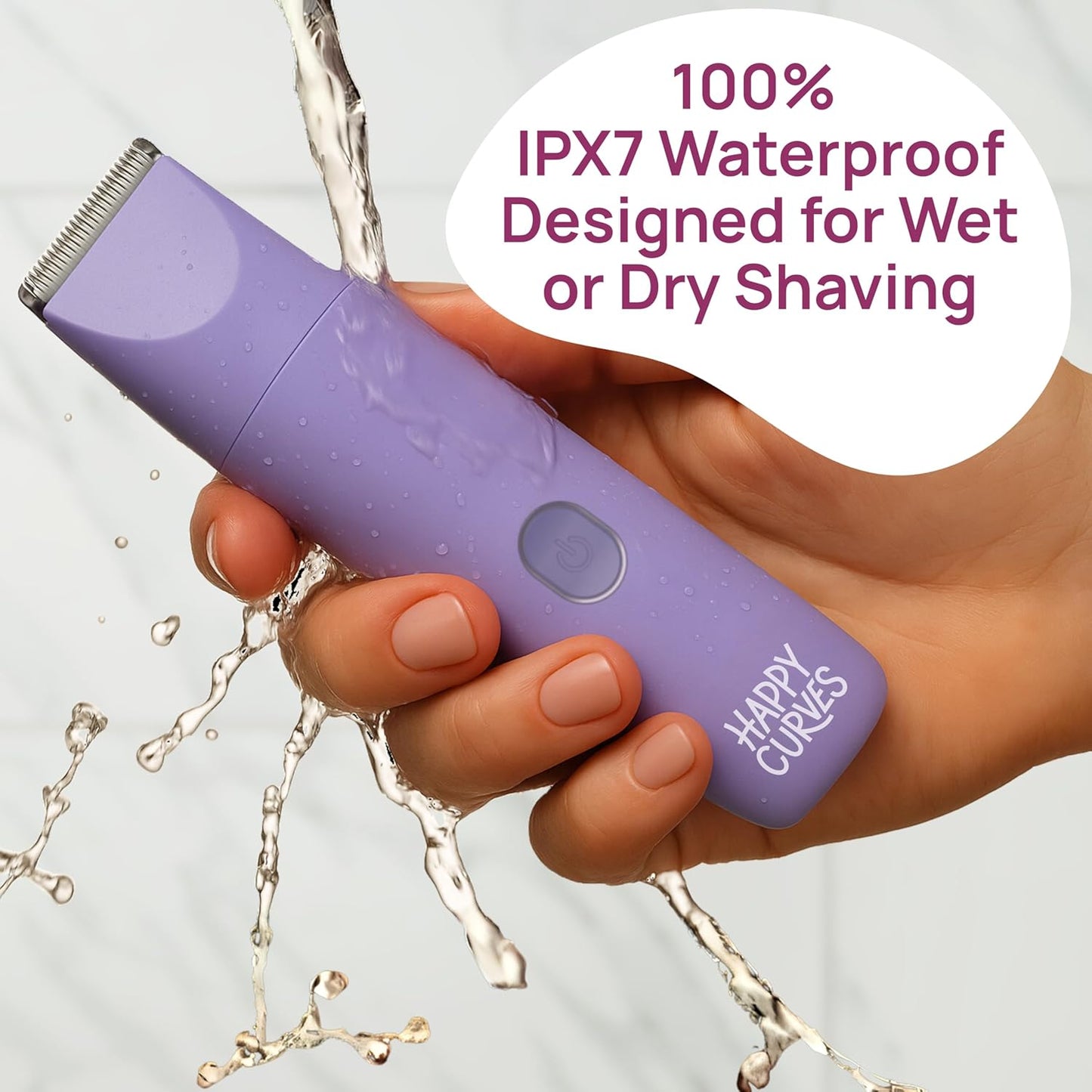 HAPPY CURVES Smoothie 2.0 Bikini Trimmer - Electric Razor for Women, Waterproof Hair Groomer with Adjustable Guards, Personal Shaver for Pubic Hair, Ladies Intimate Shaver and Body Trimmer (Mango)