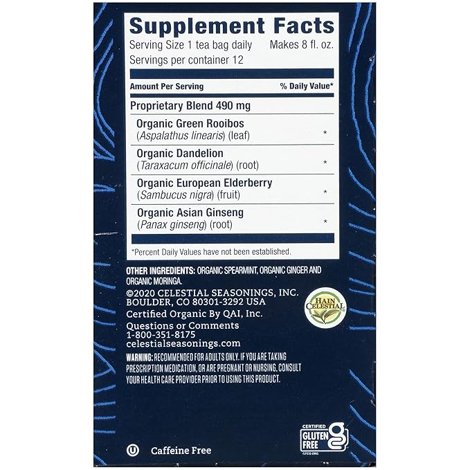 Celestial Seasonings TeaWell Herbal Tea, Daily Wellness, Organic Ginger Mint, 12 Count (Packaging May Vary) (Pack of 5)