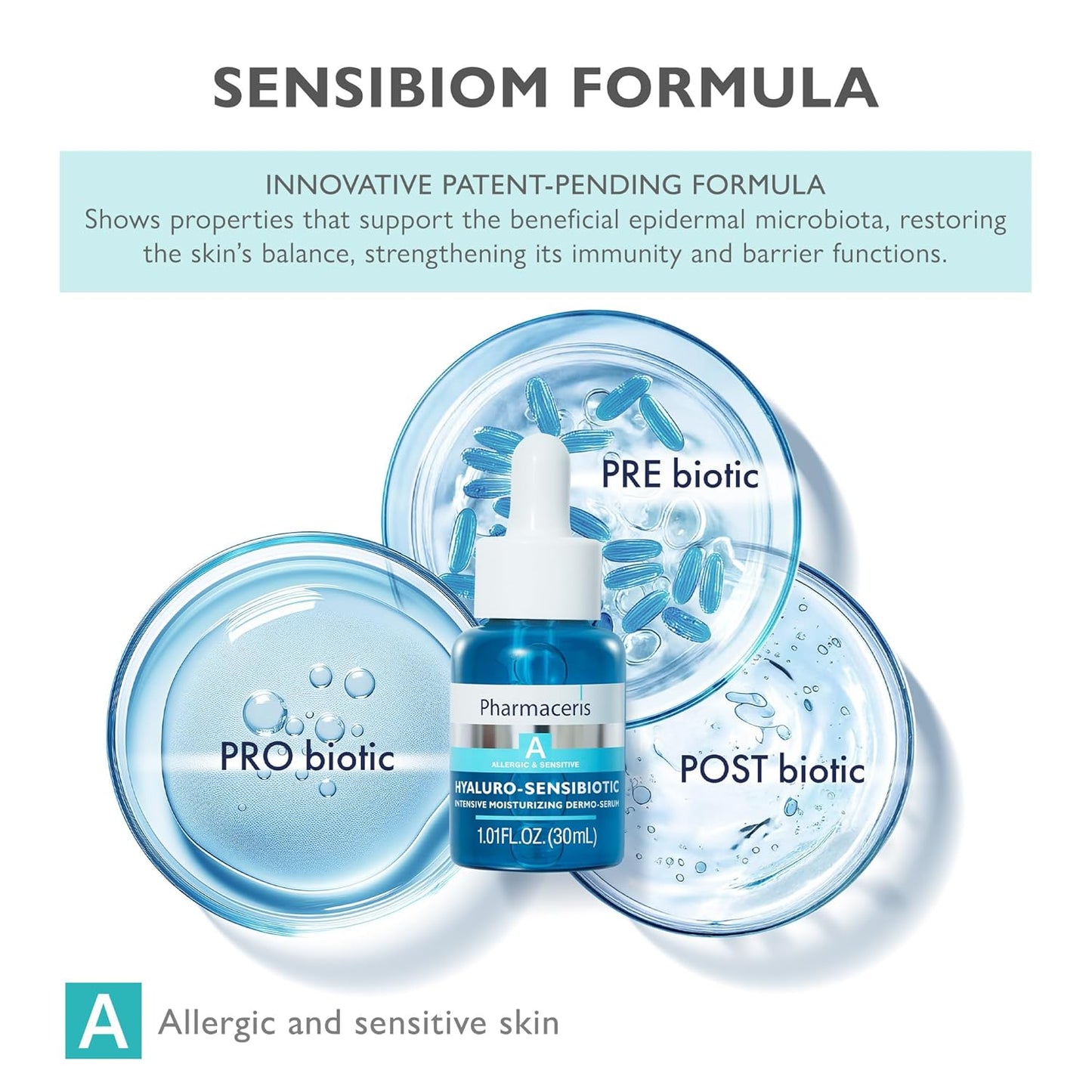 Pharmaceris Intensive Moisturizing Serum - Instant Hydration Hyaluronic Acid, Prebiotic & Niacinamide Light Weight Moisturizer for Glow Skin, HYALURO-SENSIBIOTIC