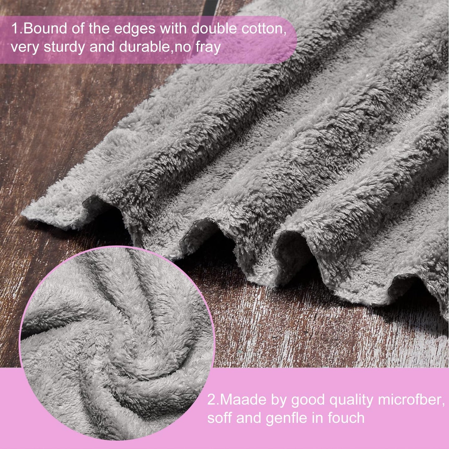 Syhood 12 Pieces Face Wash Cloth 12 x 12 in Makeup Remover Cloths Towel Coral Velvet Facial Microfiber Soft Fast Drying Facial Cleansing Towel for Face(Beige, Gray)