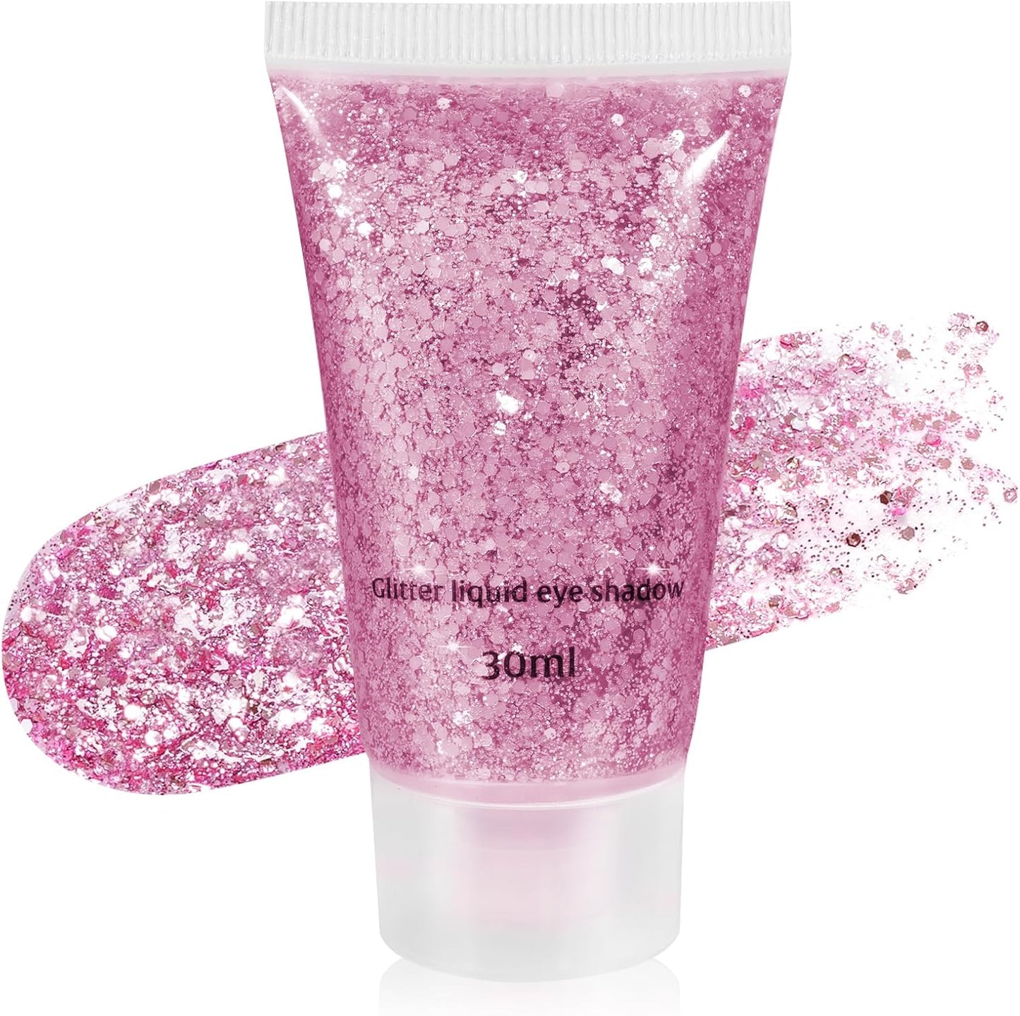 Mysense Pink Body Glitter Gel, Singer Concert Outfits Face Hair Glitter Makeup, Music Festival Rave Accessories, Chunky Glitter Mermaid Sequins, Sparkling Face Paint for Women Girls, 30g