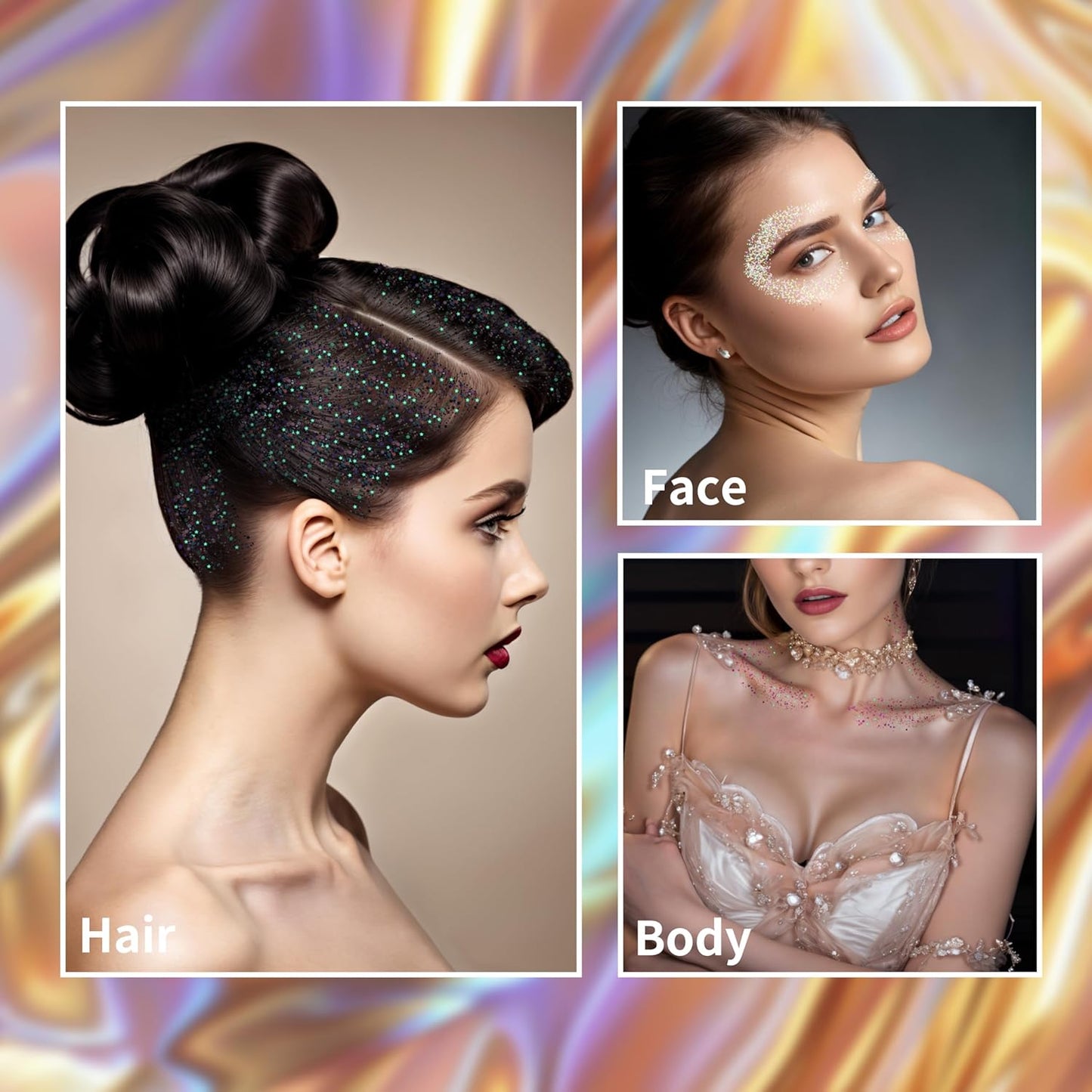 Orange Face Glitter Stick,Halloween Body Hair Glitter for Kids,Waterproof Singer Concert Outfits for Women,Mardi Gras Accessories Chunky Glitter Makeup Sequins Body Paint