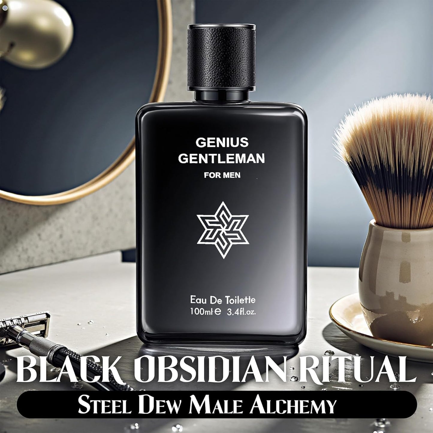 Genius Gentleman Cologne for Men Natural Eau de Toilette 3.4 Fl Oz with Whiskey,Iris,Woodsy Notes,Amber,Bergamot Notes Fragrance Alcohol-Free Luxury Men's Perfume for Daily Use