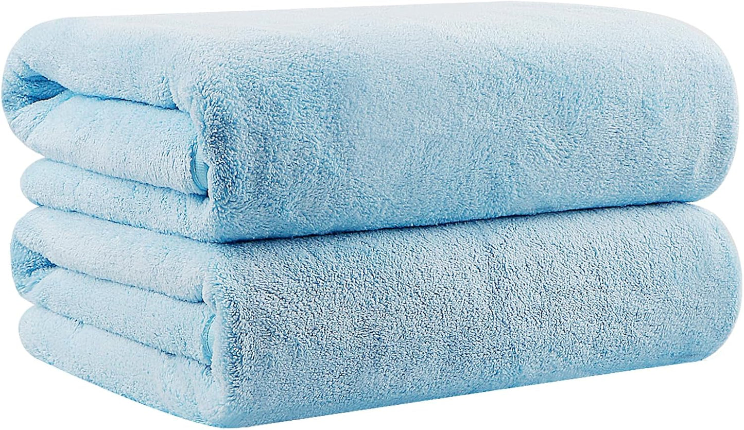 Orighty 2-Pack Microfiber Bath Towels (27'' x 54'') - Soft, Absorbent, Quick-Drying, Blue