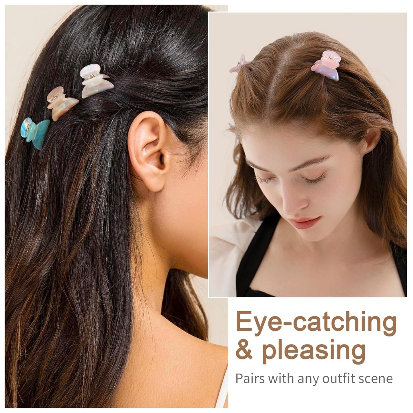 12Pcs Small Hair Claw Clips - Mini Hair Claw Clips for Girls and Women-Stylish Thin Hair Accessories Classic Hair Clips for Easy Styling-small butterfly (small hair clips1)
