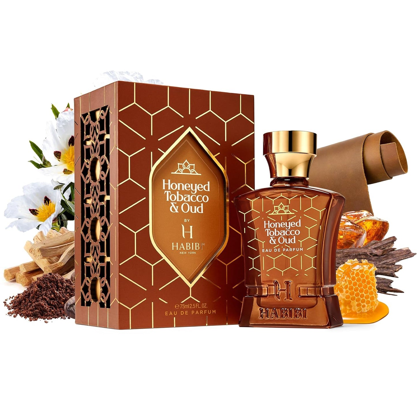 H HABIBI Honeyed Tobacco & Oud Perfume for Men – 2.5 oz (75ML) Long Lasting Arabian Cologne, Sensual Amber Woody Men Perfume, Luxury Fragrance Gift for Special Occasions