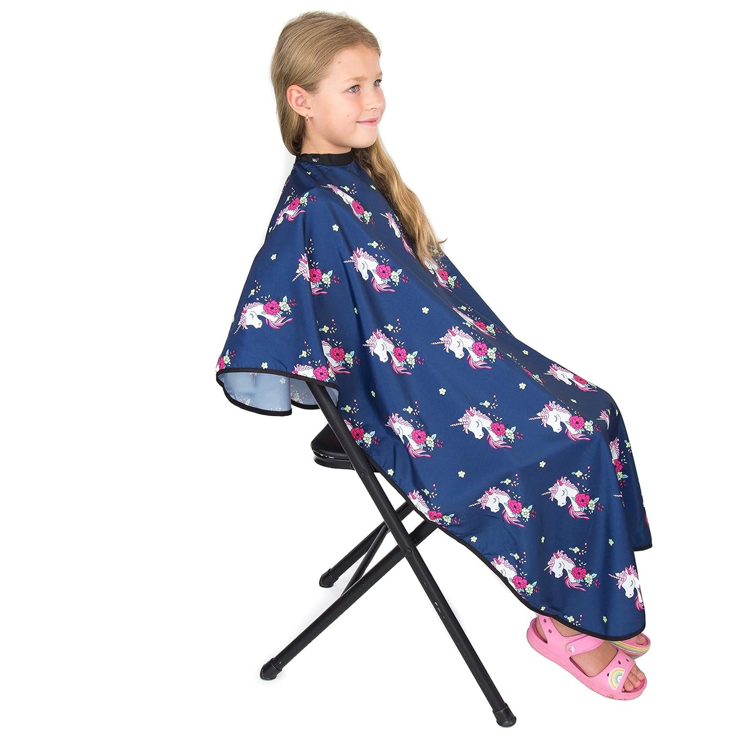 Kids Hair Cutting Cape - Unicorn Print, Water-Resistant Salon Cape with Snap Closure - Lightweight Barber Cape for Children’s Haircuts - Durable Kids Hairdresser Cape for Salon or Home