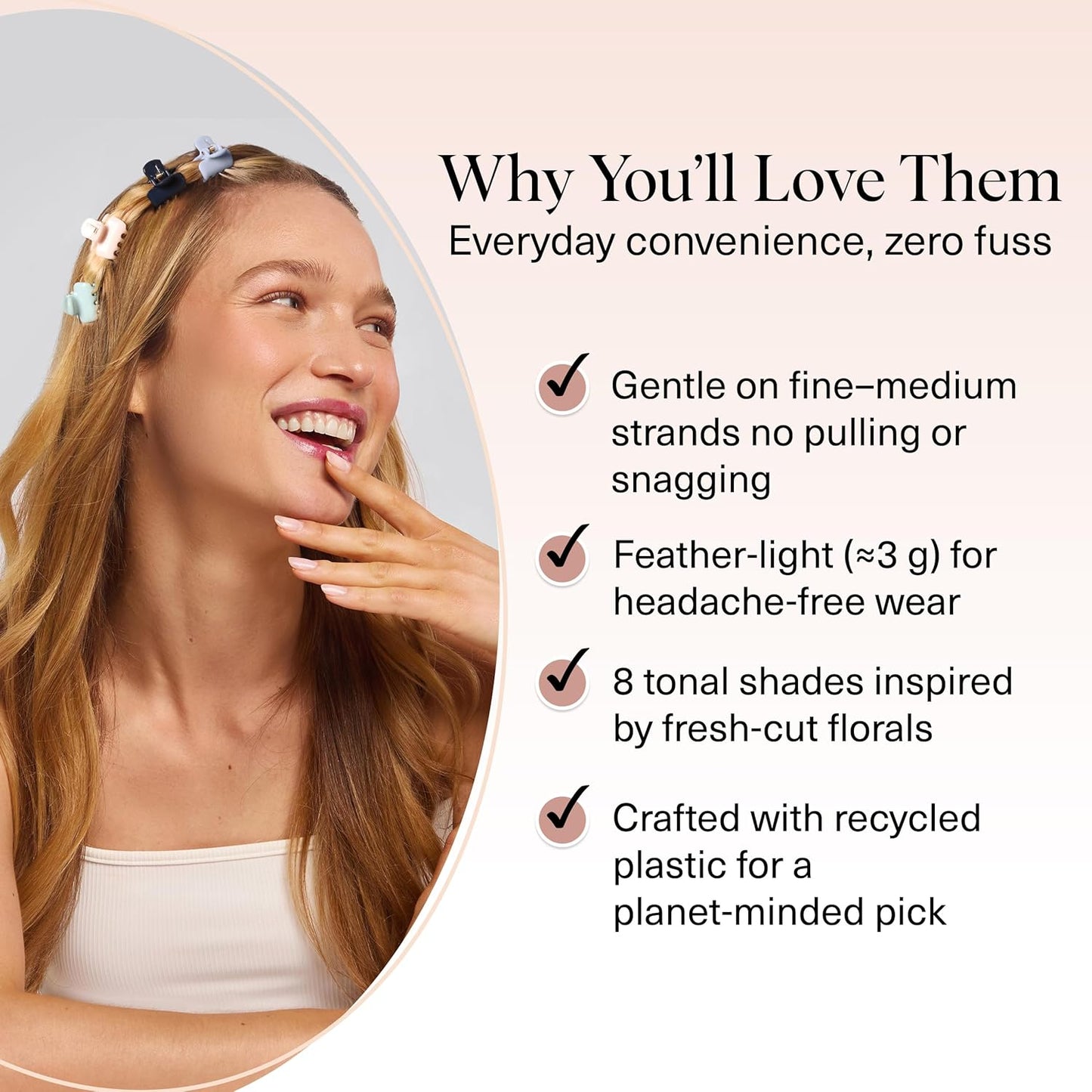 Kitsch Small Hair Clips for Women and Girls – Mini Claw Clips – Hair Accessories – Daily Styling, Recycled, Garden Bouquet | Ideal Gifts for Women – 8pc Set