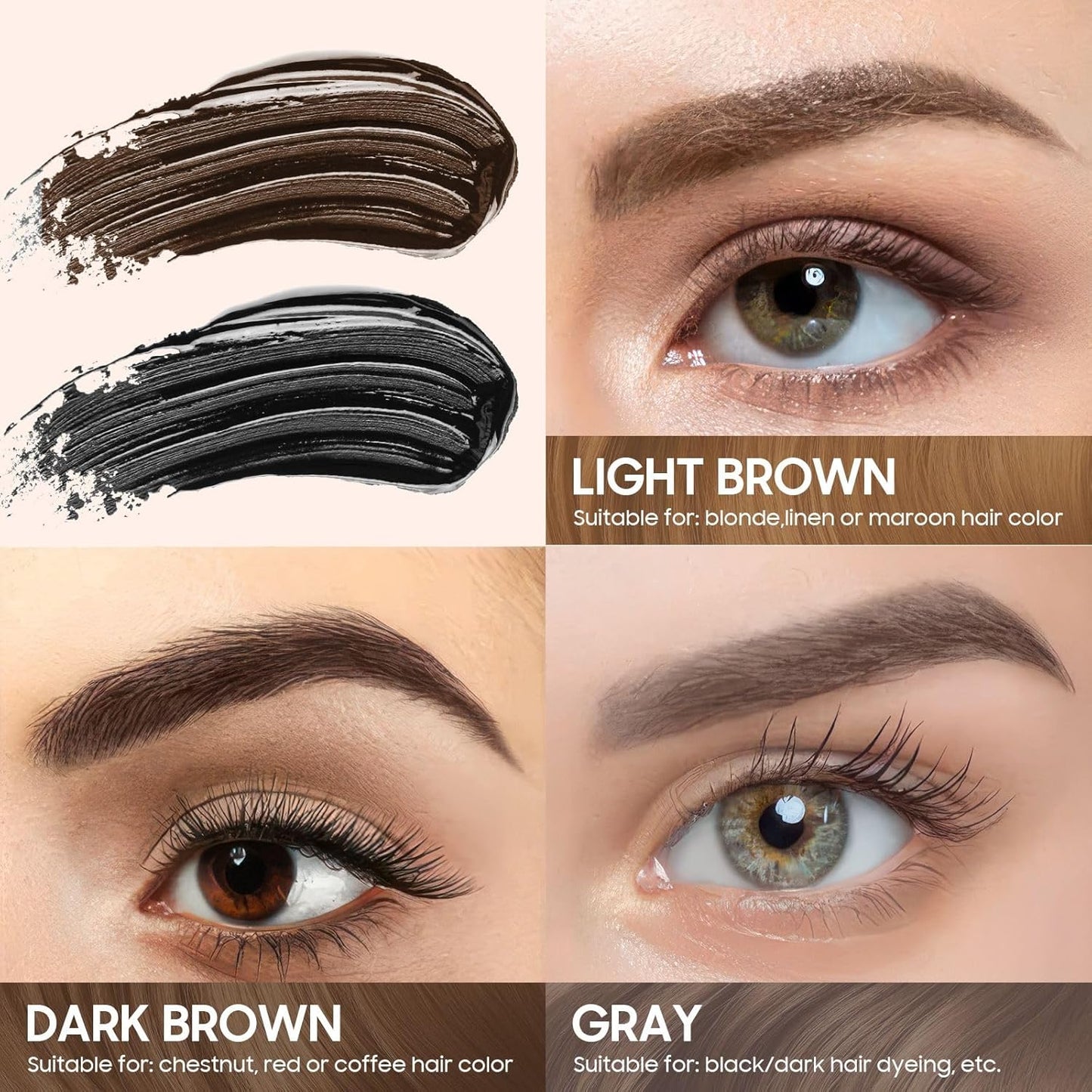 Brow Tattoo Peel Off - Eyebrow Gel with Eyebrow Stencils Long-Lasting Makeup, Brow Gel Eyebrow Tattoos Waterproof, Eye Brow Pencils Create Full Voluminous Brows for Women (Dark Brown)