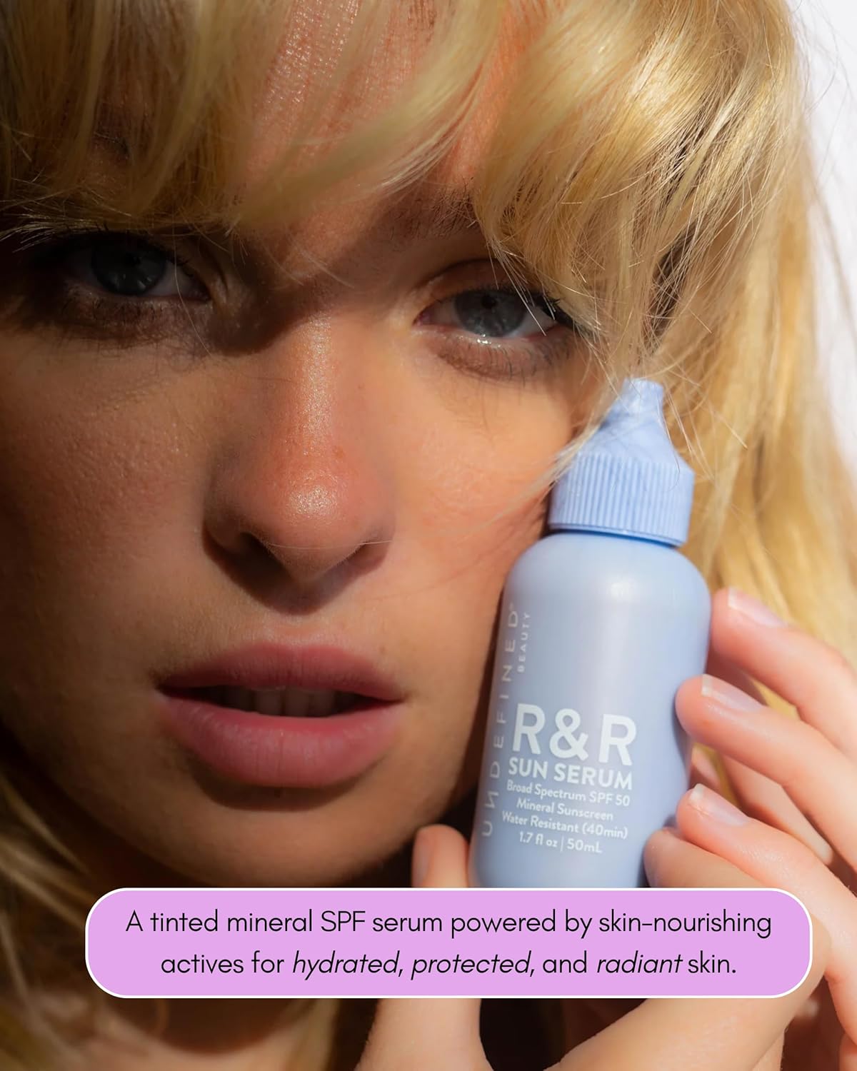 Undefined Beauty R&R Sun Serum SPF 50 PA++++ Tinted Mineral Sunscreen with Niacinamide, Water Resistant Broad Spectrum Protection & Blue Light Defense (Light Tint)
