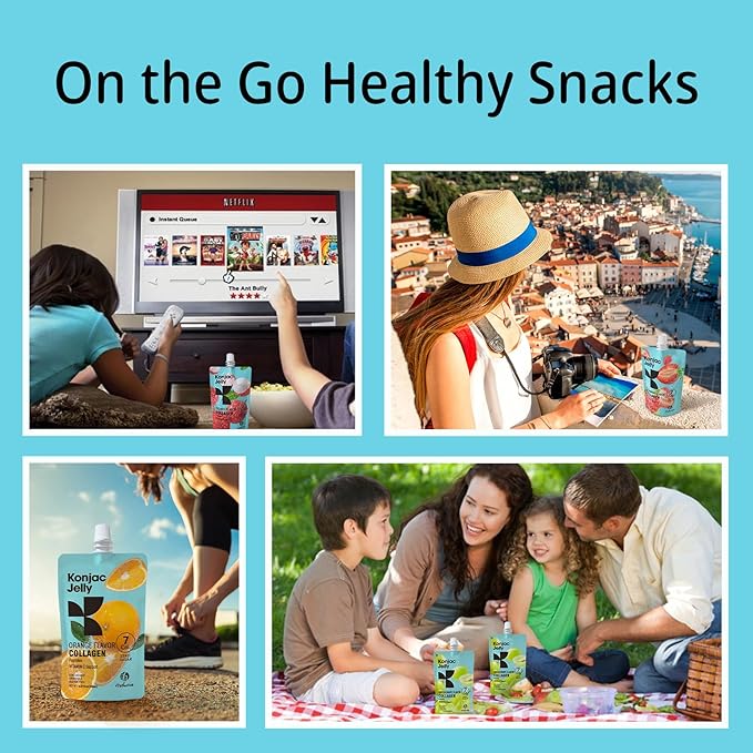 Konjac Jelly Green Grape Flavor with Collagen Peptides 10 Packs and Konjac Noodles Variety Gluten Free 12 Packs Low Calorie, Keto, Sugar Free, Healthy Food