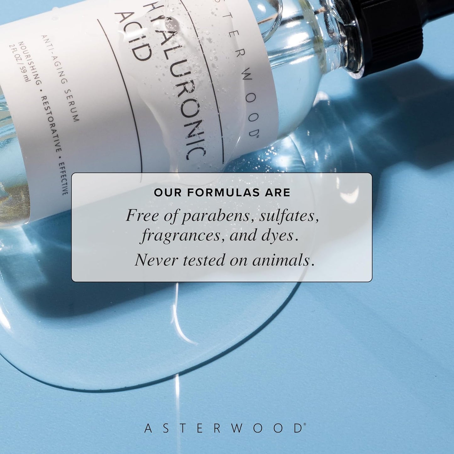 Asterwood Hyaluronic Acid Serum for Face - Plumping, Anti-Aging, Hydrating - Fragrance-Free - 2 Fl Oz