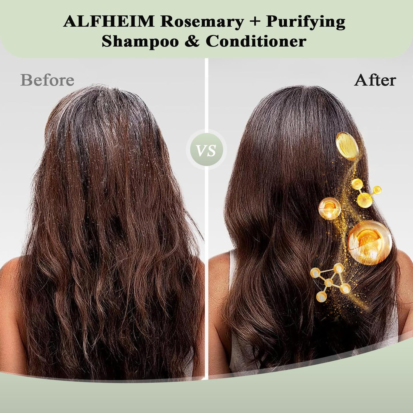 ALFHEIM Rosemary+ Purifying Shampoo & Conditioner Set – Balancing Hair Care for Oily & Fine Hair with Rosemary, Peppermint & Jojoba Oils – Deep Cleanse, Lightweight Hydration, Sulfate Free, 33.8 oz x2