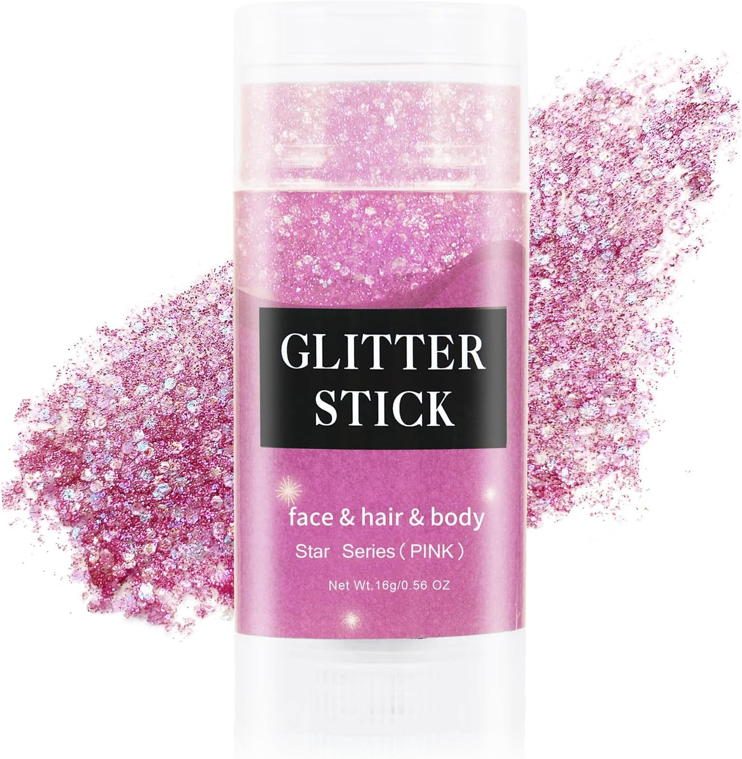 MEICOLY Pink Body Glitter Stick,Pink Face Glitter Sparkly Hair Glitter,Pink Accessories for Spirit Week,Singer Concerts Lover Heart Glitter Makeup,Mermaid Glitter Face Paint,Waterproof
