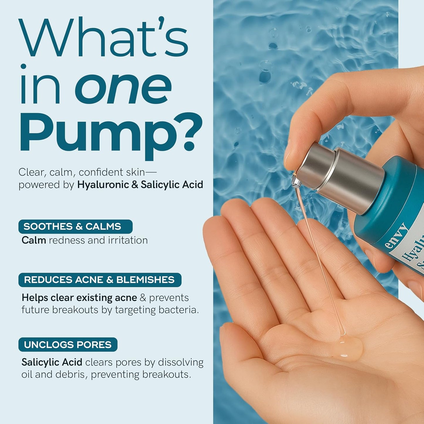 Envy Hyaluronic Acid Serum for Face - Pore Cleansing, Skin Tightening & Hydrating - Dermatologist Tested, Anti-Aging Facial Serum for All Skin Types - Cruelty-Free Korean Skin Care - 1.69 Fl. Oz