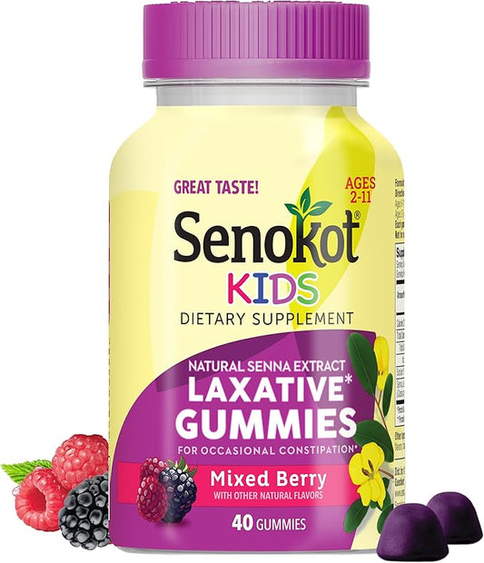 Senokot Kids Mixed Berry Laxative Gummies 2+, Senna 40 ct