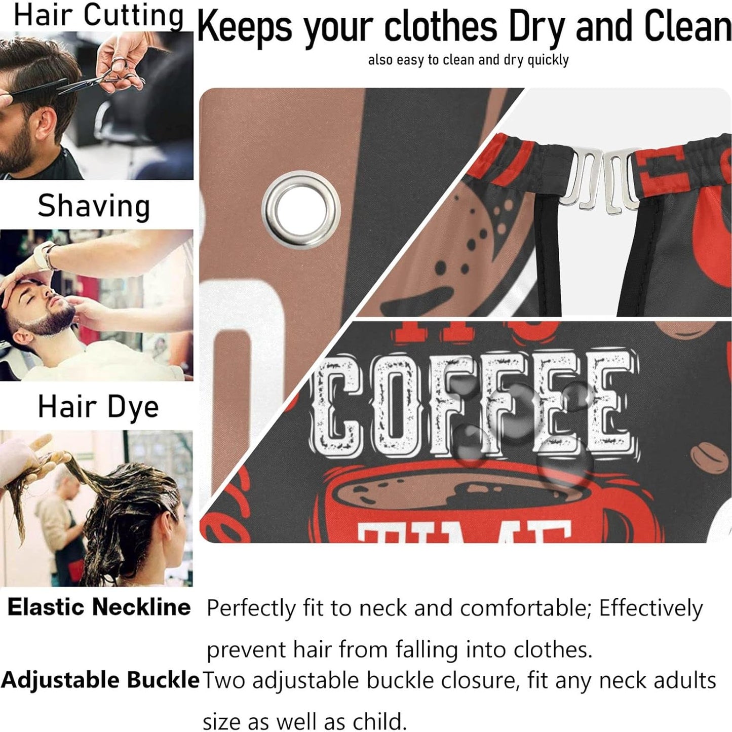 visesunny Barber Cape Coffee Elements Collection Polyester Hair Cutting Salon Cape Apron Anti-Static Haircut Water-Resistant Shaving Cloth Beard Shaving Bib Hairdressing Cape