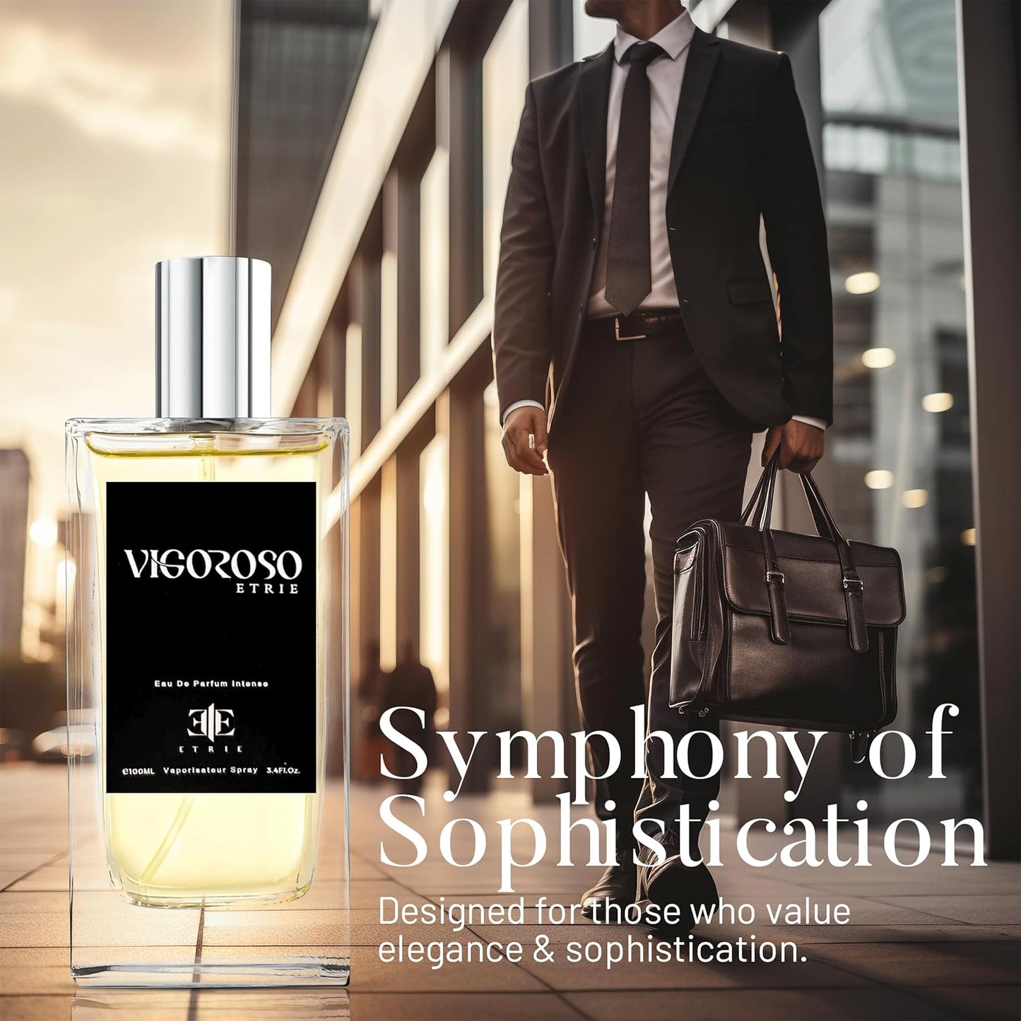 Vigoroso Men's Cologne Eau De Parfum 3.4 Fl Oz - Bold & Energizing Scent - Long-Lasting Fragrance for Men