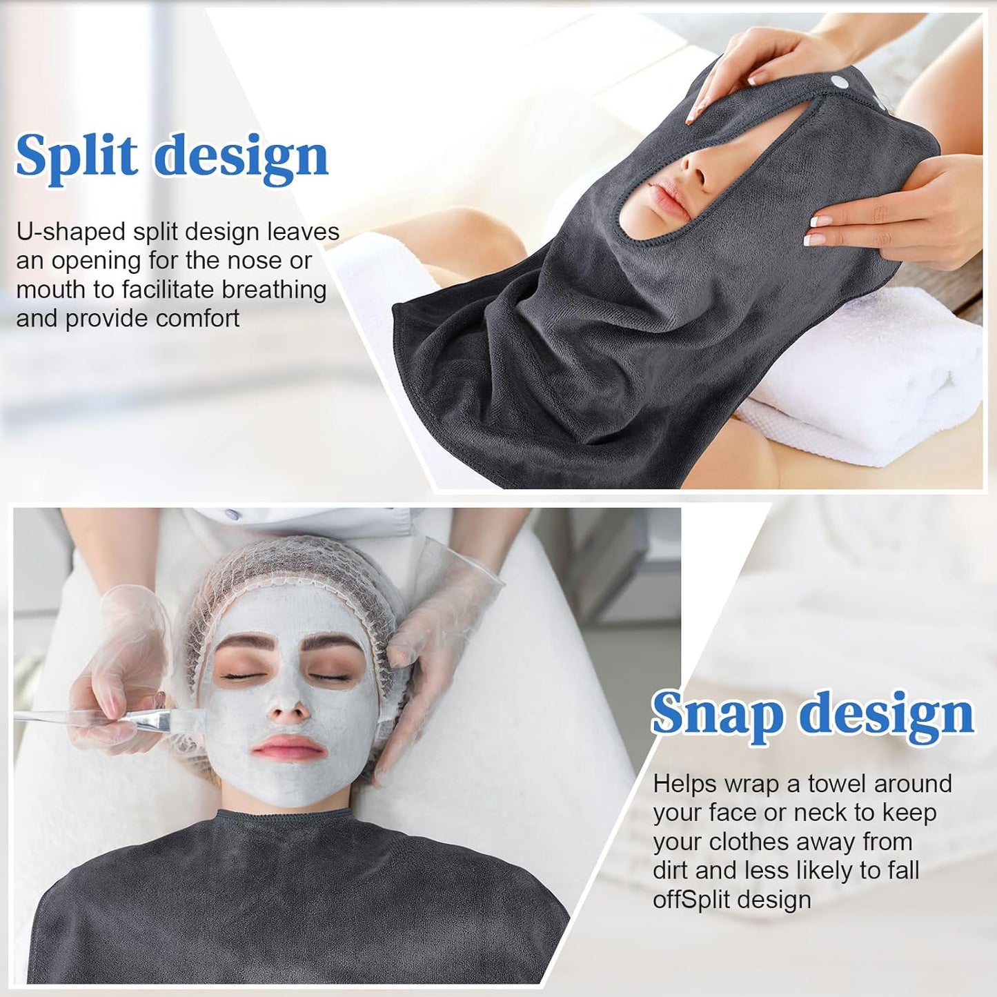 VitalCozy 12 Pieces Facial Towels Split Design Soft Esthetician Towels Removing Spa Microfiber Face Cloth for Home Salon Facial Steam Massage and Cleansing(Dark Gray)
