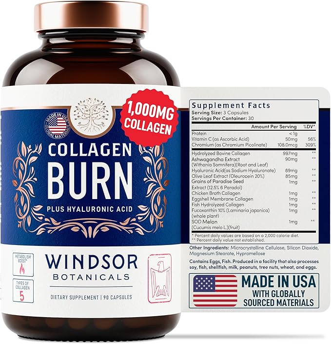 WINDSOR BOTANICALS Cortisol Blocker and Multi Collagen Burn - Beauty and Mood Support Bundle