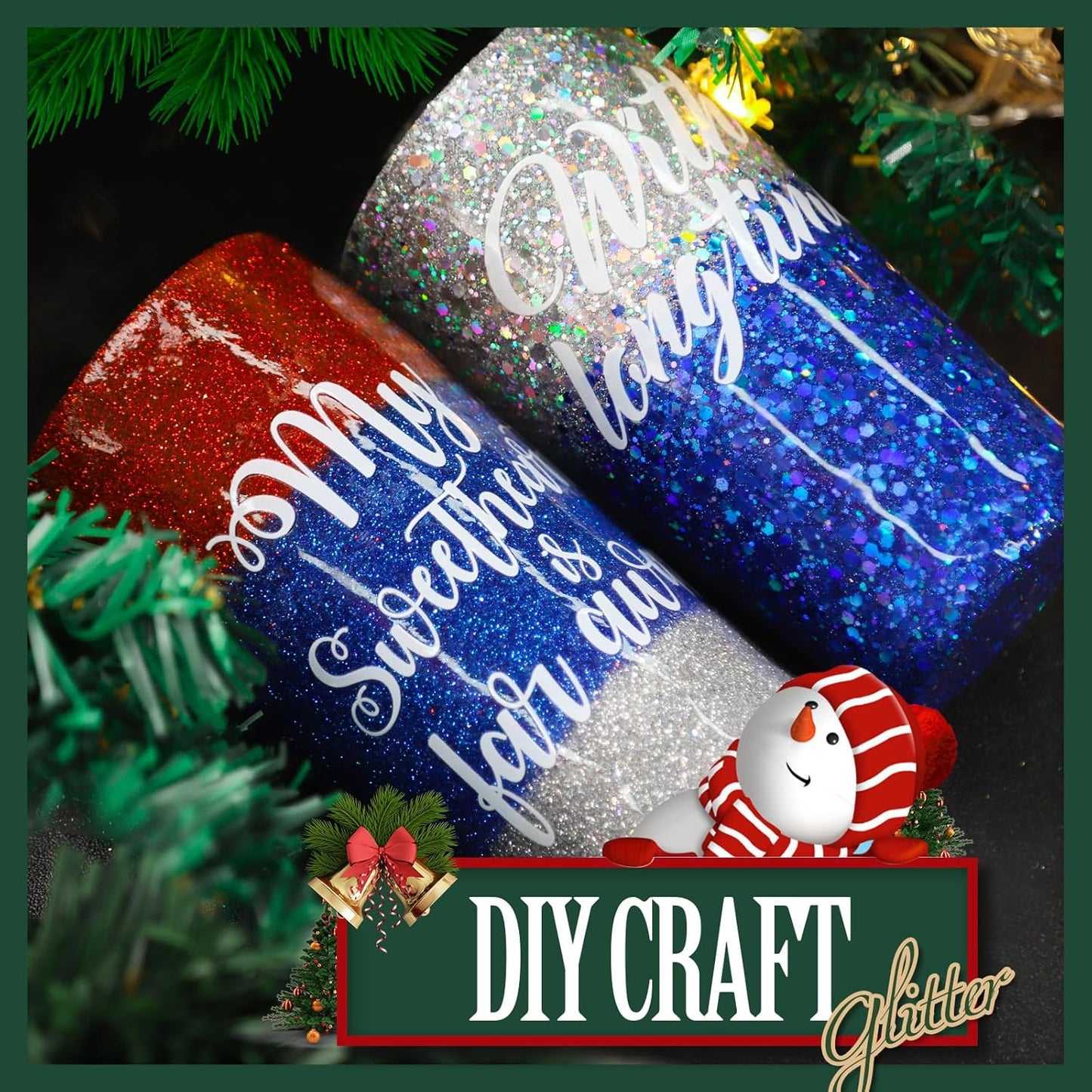 Teenitor Fine Glitters and Holographic Chunky Glitters for Nails, Assorted Glitter Slime, Festival Glitter for Nail Face Hair Body , Glitter for Resin Tumblers, 16+16pcs