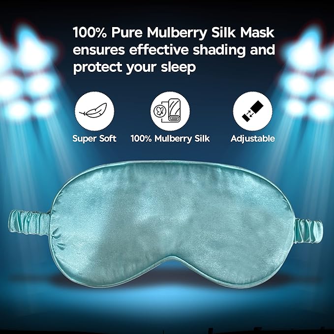 Le Luxe Silk Sleep Mask (Luxury Silk Sleep Mask, Made with 100% Real Natural Pure Silk Eye - Eye Cover - Eye Mask - Anti Aging - Skin Care - Ultra Soft - Light & Comfy (Blue)
