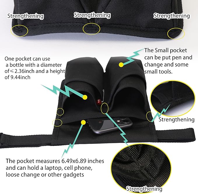 Professional Massage Therapist Holster with Adjustable Belt, Bottle Bag, Lotion & Oil Holster, Black