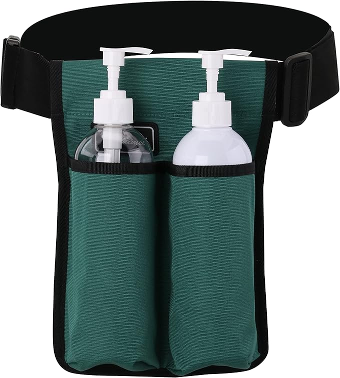 Massage bottle holster -2 adjustable massage oil bottle pack (2 Bottle, Green)