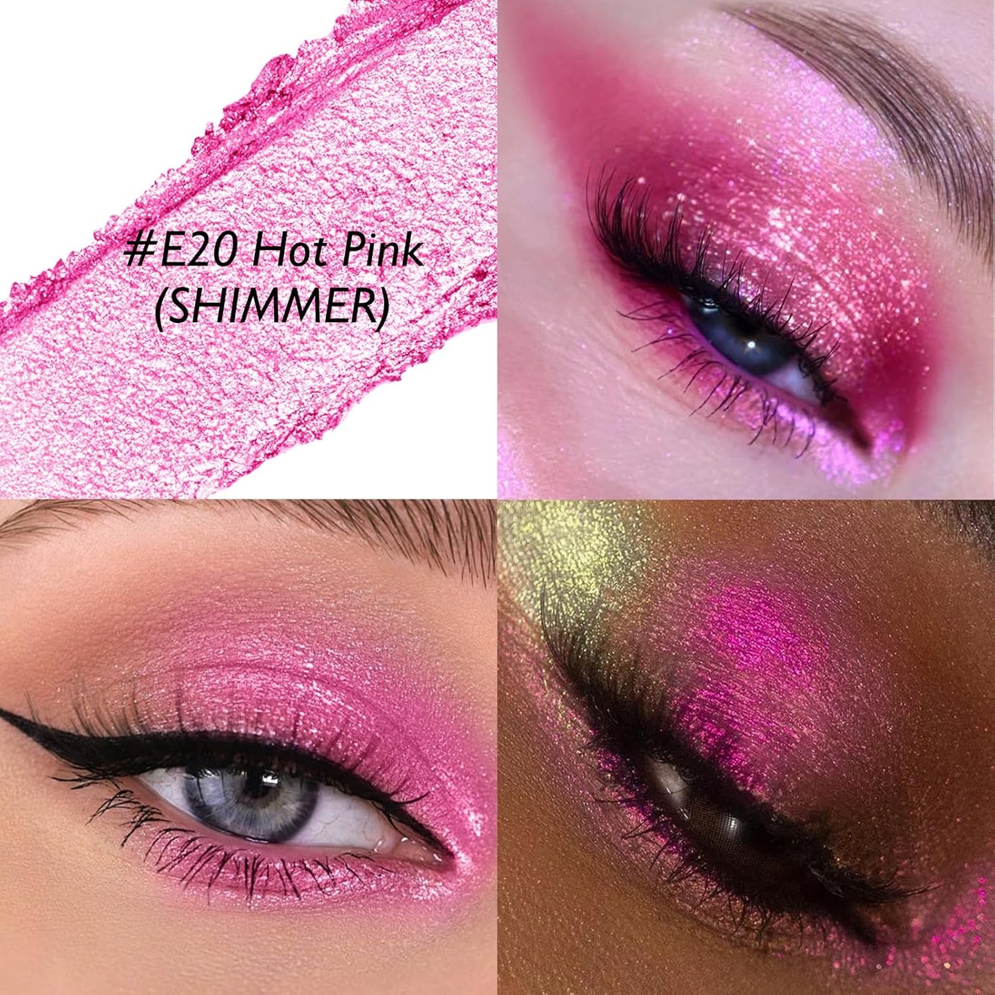 Glitter Eyeshadow Stick - Hot Pink Shimmer Long Lasting Cream Eye Shadow Pencil Buildable Sparkling Face Highlighter Makeup, Lightweight Waterproof & Smudge Proof for Easy Application