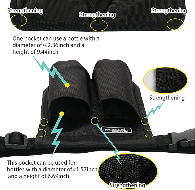 Massage Bottle Bag Massage Therapist Holster Massage Lotion Holster Massage Oil Holster（YR-2KD-Black）