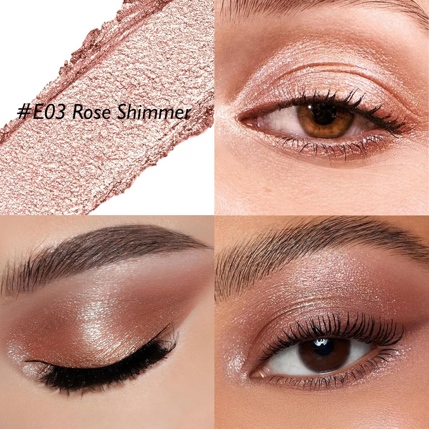 Glitter Eyeshadow Stick - Rose Shimmer Long Lasting Cream Eye Shadow Pencil Buildable Sparkling Face Highlighter Makeup, Lightweight Waterproof & Smudge Proof for Easy Application